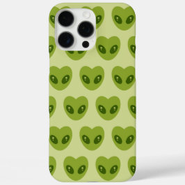 Funda iPhone 16 Pro Max Patrón de cabeza alienígena en forma de corazón ve