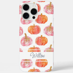 Funda iPhone 16 Pro Max Patrón de calabaza de color de agua con nombre