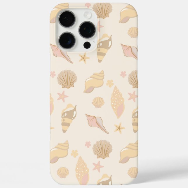 Funda iPhone 16 Pro Max Patrón de conchas beige (Reverso )