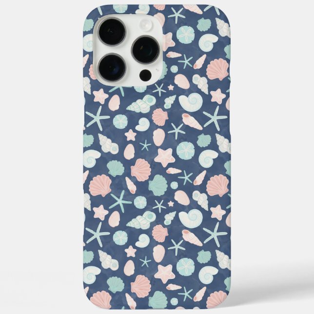 Funda iPhone 16 Pro Max patrón de conchas marinas (Reverso )