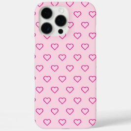 Funda iPhone 16 Pro Max Patrón de corazones rosados mínimo y lindo