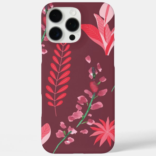 Funda iPhone 16 Pro Max Patrón de flores (Reverso )