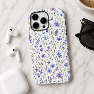 Funda iPhone 16 Pro Max Patrón de flores silvestres acuarela amarillo púrp