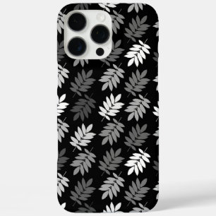 Funda iPhone 16 Pro Max Patrón de hoja de anciano negro blanco gris