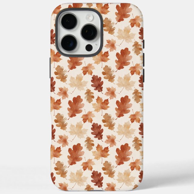 Funda iPhone 16 Pro Max Patrón de hoja de otoño acogedor (Reverso)