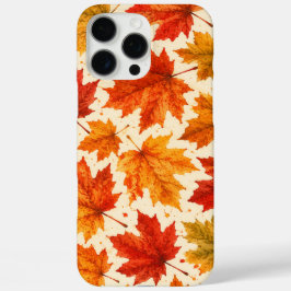 Funda iPhone 16 Pro Max Patrón de hojas de arce de otoño | Hoja roja naran