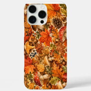 Funda iPhone 16 Pro Max Patrón de hongos del bosque otoñal Hojas acogedo