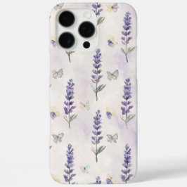 Funda iPhone 16 Pro Max Patrón de lavanda y mariposas de color acuático