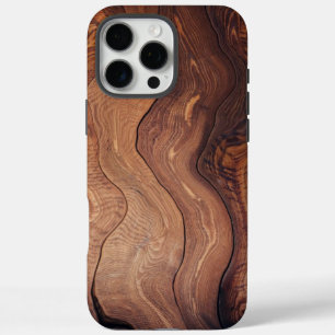 Funda iPhone 16 Pro Max Patrón de madera en movimiento Rústico con clase E