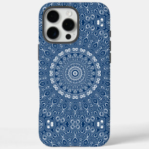 Funda iPhone 16 Pro Max Patrón de Mandala azul índigo