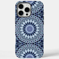 Patrón de Mandala de Caleidoscopio Azul y Blanco