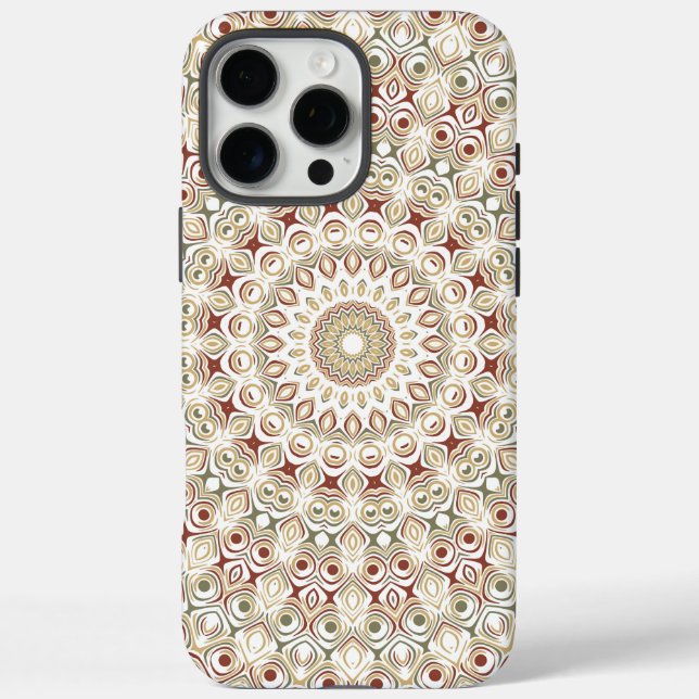 Funda iPhone 16 Pro Max Patrón de Mandala de Taupe y Óxido de Tierra (Reverso)