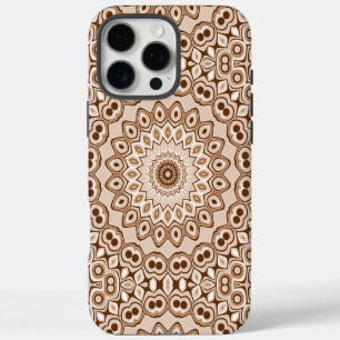 Funda iPhone 16 Pro Max Patrón de Mandala Geométrico Café Mocha