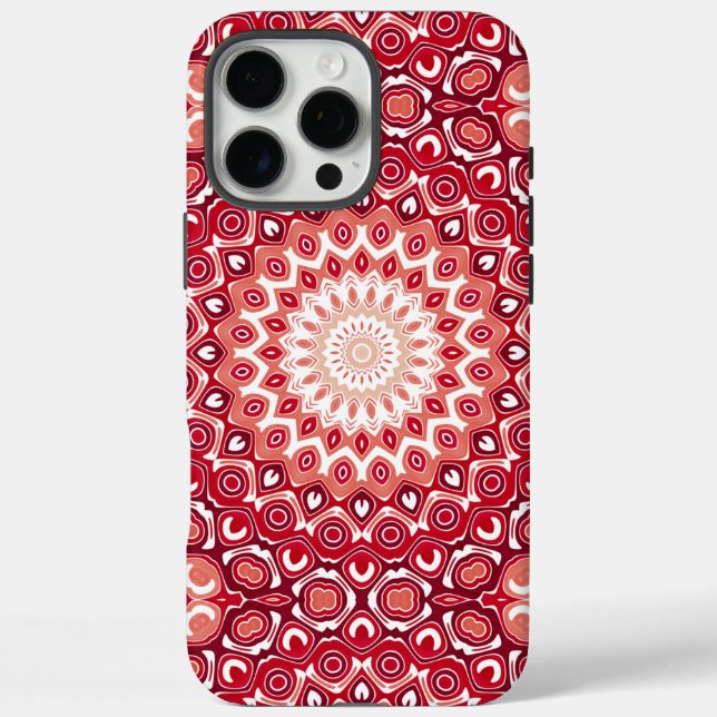 Funda iPhone 16 Pro Max Patrón de Mandala Rojo en Gradiente Ígneo (Reverso)