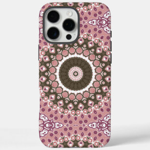 Funda iPhone 16 Pro Max Patrón de Mandala Rosa y Mocha Geometría Floral