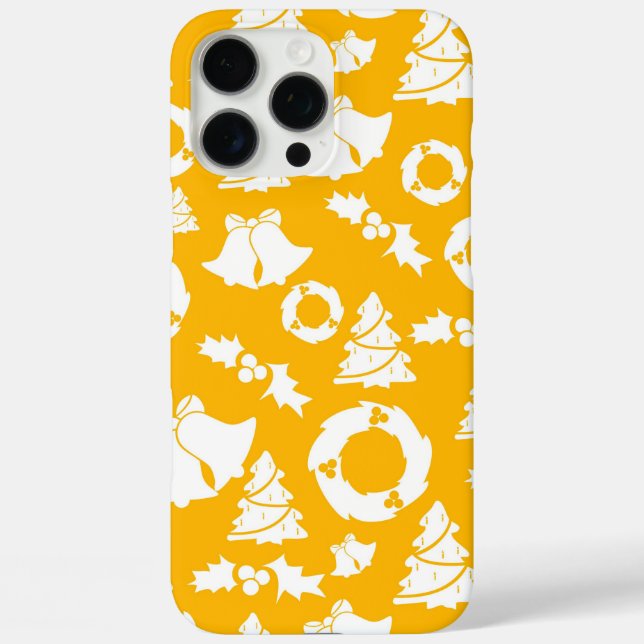 Funda iPhone 16 Pro Max Patrón de Navidades amarillos (Reverso )