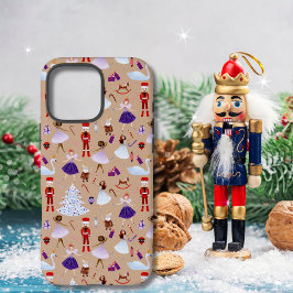 Funda iPhone 16 Pro Max Patrón de Navidades de petaca marrón