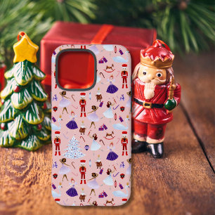 Funda iPhone 16 Pro Max Patrón de Navidades de petaca rosada