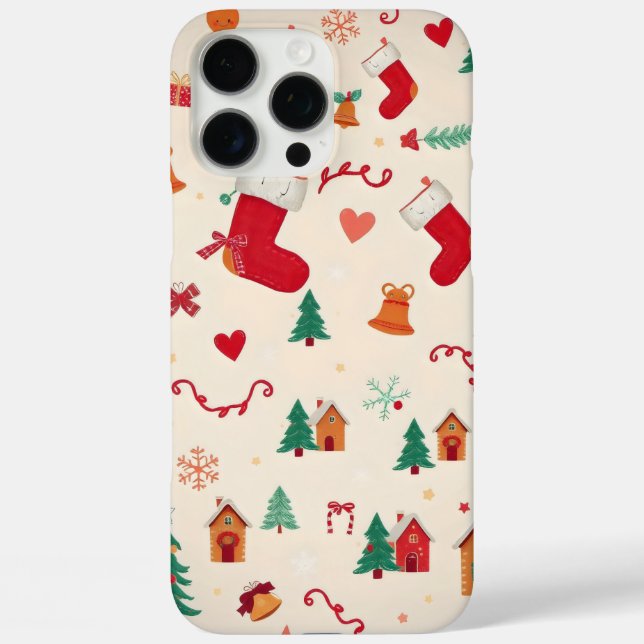 Funda iPhone 16 Pro Max patrón de Navidades reconfortantes (Reverso )