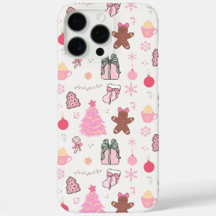 Funda iPhone 16 Pro Max Patrón de Navidades rosados