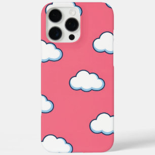Funda iPhone 16 Pro Max Patrón de Nube de Dibujos Animados Lindo en Rosa