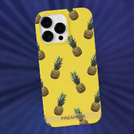 Funda iPhone 16 Pro Max Patrón de piña tropical Amarillo personalizado