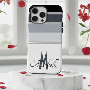 Funda iPhone 16 Pro Max Patrón de raya monocromático elegante de los 60 co