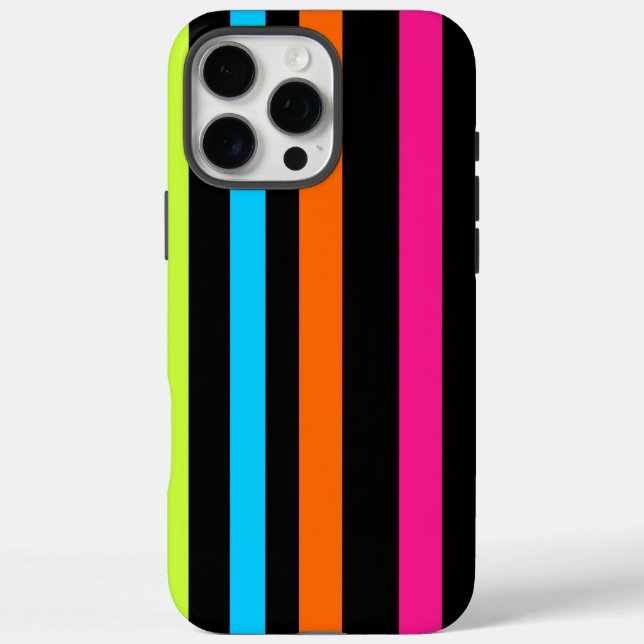 Funda iPhone 16 Pro Max Patrón de Rayas de Neón (Reverso)