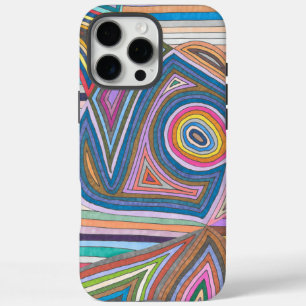 Funda iPhone 16 Pro Max Patrón de rayas geométricas abstractas vibrantes