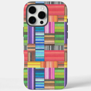 Funda iPhone 16 Pro Max Patrón de rayas geométricas coloridas en arcoíris