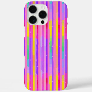 Funda iPhone 16 Pro Max Patrón de rayas moradas rosa pastel