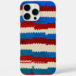 Funda iPhone 16 Pro Max Patrón de rayas rojas, blancas y azules rotas
