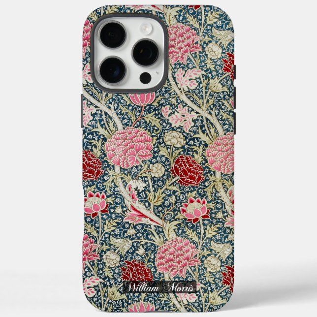 Funda iPhone 16 Pro Max Patrón de rayos - flores y hojas - WilliamMorris (Reverso)