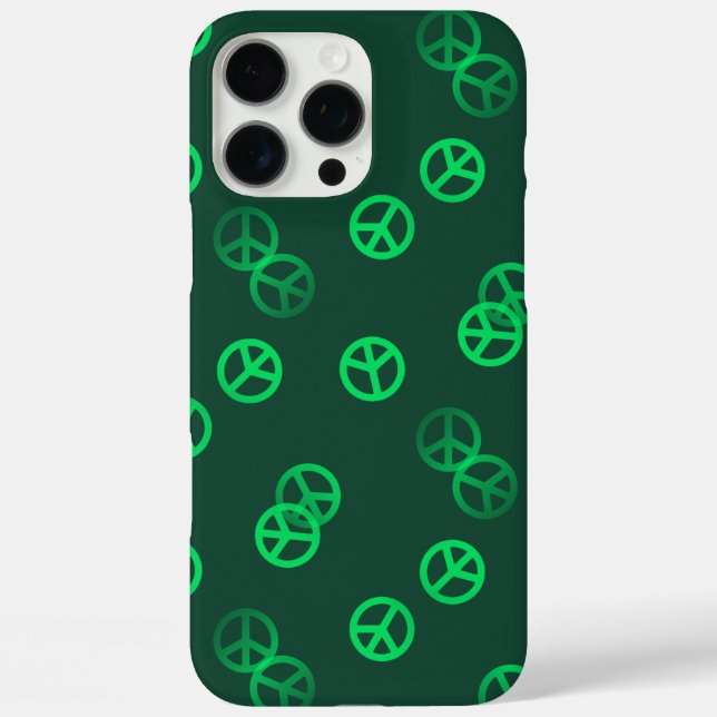 Funda iPhone 16 Pro Max Patrón de signos de paz verde (Reverso )