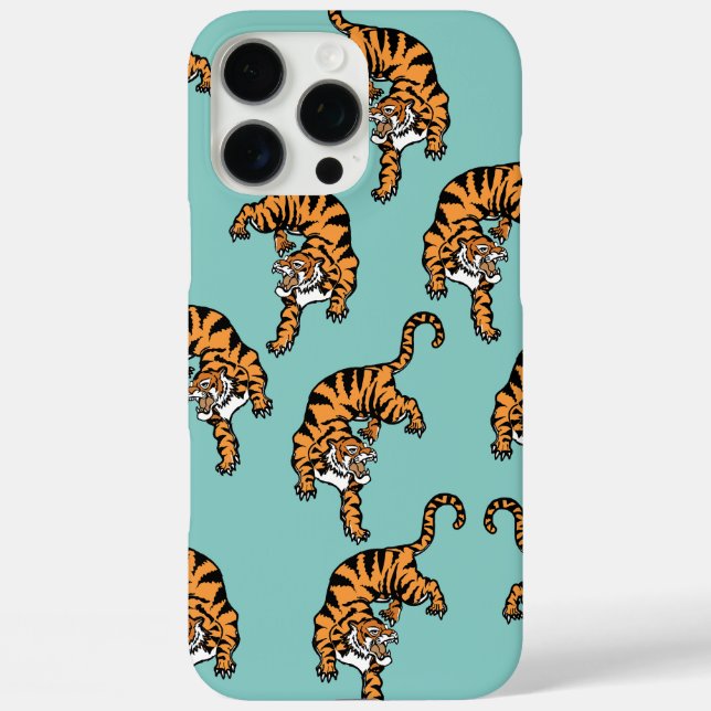 Funda iPhone 16 Pro Max Patrón de tigres de Asia (Reverso )