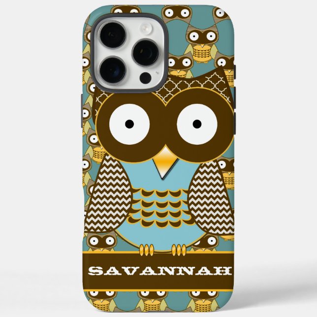 Funda iPhone 16 Pro Max Patrón de Zig Zag moro de búho lindo Elige tu colo (Reverso)