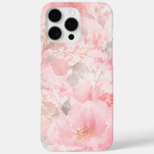 Funda iPhone 16 Pro Max Patrón floral de acuarela rosa rubor