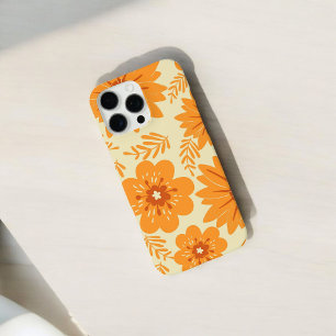 Funda iPhone 16 Pro Max Patrón floral Naranja de Moda retro Primavera capr