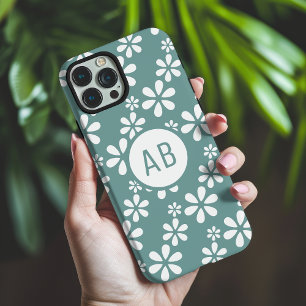 Funda iPhone 16 Pro Max Patrón Floral Personalizado Monograma Moderno Feme