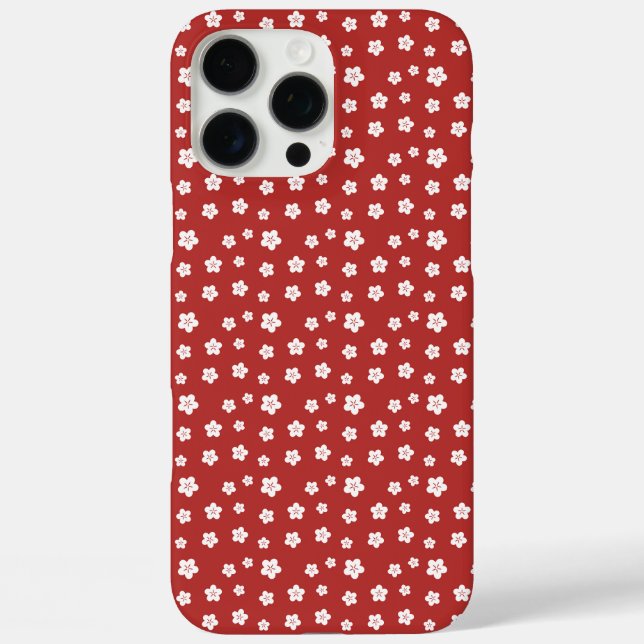 Funda iPhone 16 Pro Max Patrón floral rojo (Reverso )