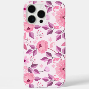 Funda iPhone 16 Pro Max Patrón floral rosa con flores elegantes