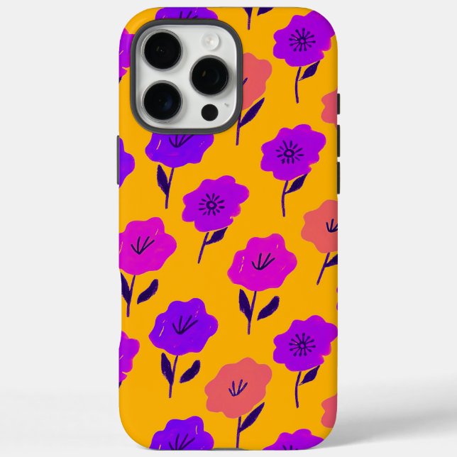 Funda iPhone 16 Pro Max Patrón floral vibrante (Reverso)