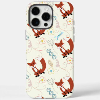 Funda iPhone 16 Pro Max Patrón Fox de animales de bosque de Chica de vinta