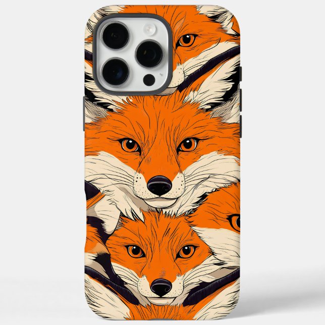 Funda iPhone 16 Pro Max Patrón Fox vibrante: Un diseño de vida salvaje cau (Reverso)