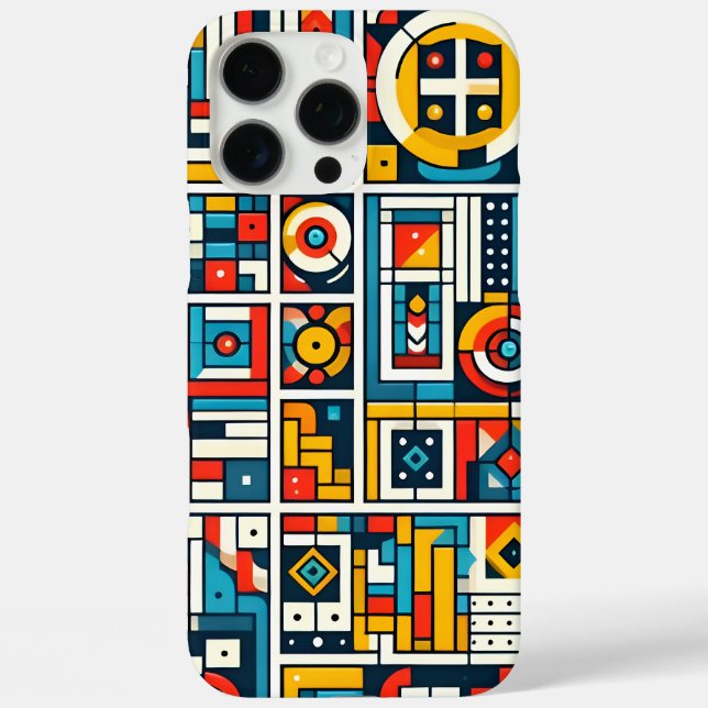 Funda iPhone 16 Pro Max Patrón geométrico colorido estético (Reverso )