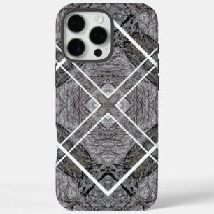 Funda iPhone 16 Pro Max Patrón geométrico con árboles nevados de invierno