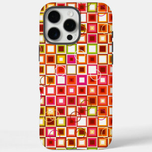 Funda iPhone 16 Pro Max Patrón Geométrico Cuadrado Retro Vibrante