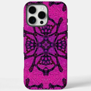 Funda iPhone 16 Pro Max Patrón Geométrico Rosa y Púrpura Intenso