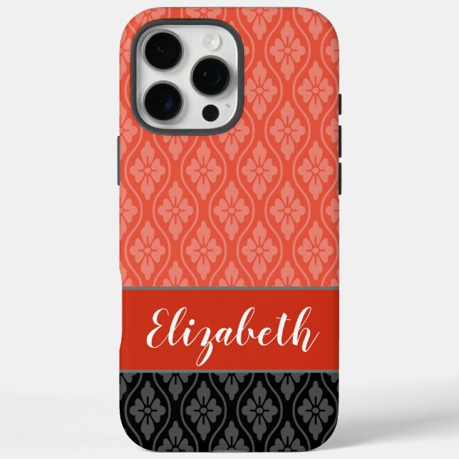 Funda iPhone 16 Pro Max Patrón tatewaku tradicional japonés rojo (Reverso)