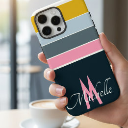 Funda iPhone 16 Pro Max Patrón vintage Stripe de 70 rúbricas monográficas
